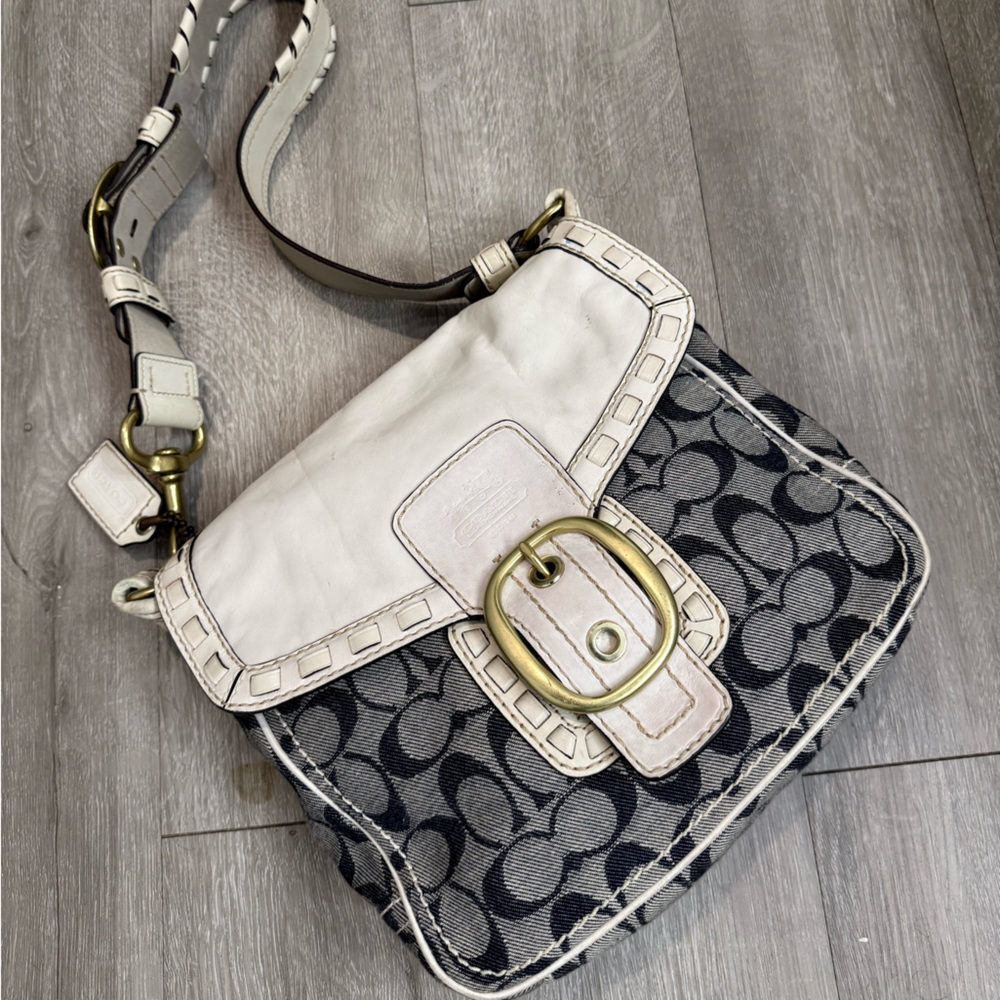 vintage (2007) Coach Bleeker denim legacy buckle shoulder bag